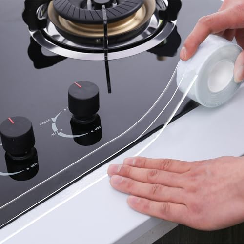 Clear Caulk Tape Self Adhesive Waterproof, Transparent Kitchen and Wall Sealing Tape, Bathroom Sealant Strip for Toilet, Bath Tub, Sink, Shower (Clear,1.5" x10.5Ft) - style: Clear-1.5IN-10.5FT-A