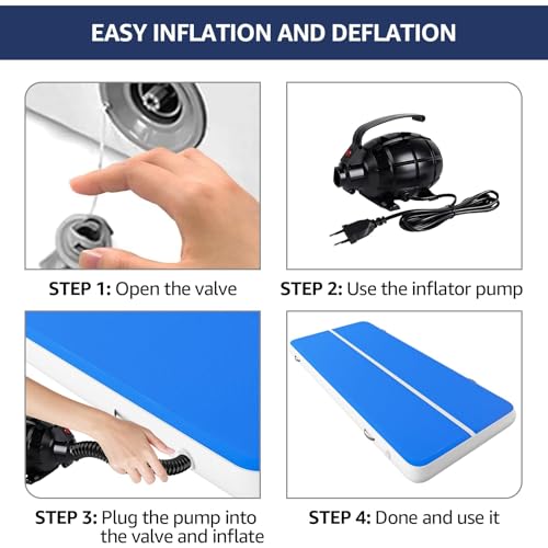 20FT Inflatable Tumbling Mat, 8 Inches Thickness Gymnastics Air Floor Track with Electric Pump, 6.6FT Extra Wide Training Mat for Home, Gym, Yoga, Cheerleading, Water Use