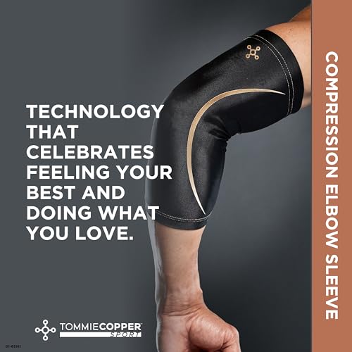 Tommie Copper Elbow Compression Sleeve, 15-20 mmHg (S/M, Black) - size: Small /Medium