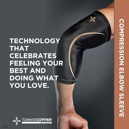 Tommie Copper Elbow Compression Sleeve, 15-20 mmHg (S/M, Black) - size: Small /Medium