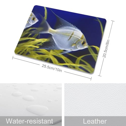 Mousepad Leather Mousemat with Rubber Base Desk Protector Pad for Laptop Aquarium Angelfish Mousemats Computer Desk Mat Non-Slip Desk Pad for Work Office Home 10 X 8 Inches