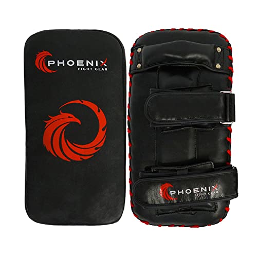 Impact X-Large Curved Thai Pads for Training, Black, Muay Thai, Mixed Martial Arts, Kickboxing, MMA, Boxing, Karate, Taekwondo, Punching, Kicking Strike Shield Pad (Pair)