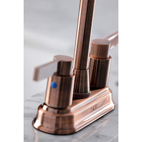 Kingston Brass KB849NDLAC NuvoFusion Two-Handle 2-Hole Deck Mount Bar Faucet in Antique Copper