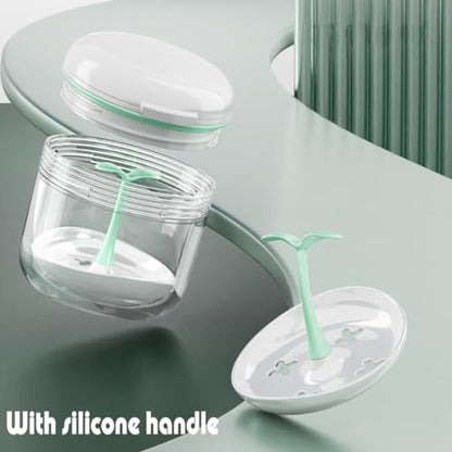 MURRI&MURRDI Retainer Case, Denture Bath Box with Strainer Basket, Mouth Guard Case, Braces Cleaner Cup Cute Denture Holder Retainer Storage Soak Container for Travel (White) - color: White