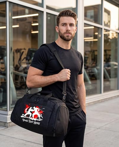 Personalized Martial Arts Duffel Bag – Custom Name Gym Bag for Karate, Taekwondo, Jiu Jitsu & MMA – Youth & Adult Training Gear Bag - color: Black, style: Marital Arts