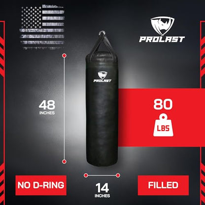 4 ft 80lb Heavy Boxing Punching Bag, Muay Thai, MMA, Strength Training Equipment, Hanging - color: Black, size: Filled without Bottom D-Ring