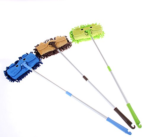 Mini Housekeeping Cleaning Tools for Children,3pcs Include Mop,Broom,Dustpan (Green Mop+Frash Blue Broom&Dustpan)