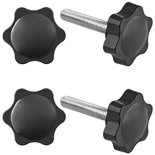 M8 x 40mm Thread Star Knob 4Pcs, Plastic Hex Shaped Clamping Knob Handle Hand Tightening Screw for Umbrella Base Replacement - size: M8 x 40mm (4 pcs), style: Hexagonal Handle