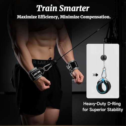 Wrist Cuffs with D-Ring, Wrist Wraps for Weightlifting with Neoprene Padding, Wrist Straps for Cable Machines - color: Black