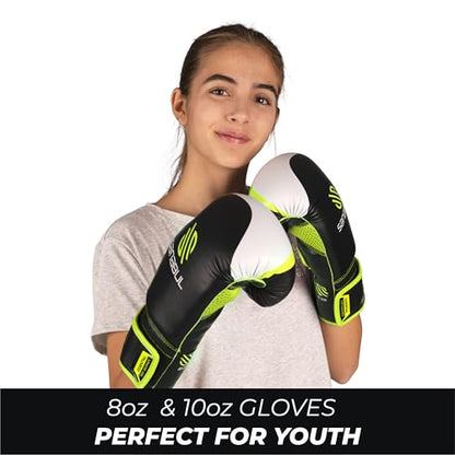 Sanabul Essential Gel Boxing Gloves for Men & Women, Kickboxing MMA, Muay Thai Gloves and Heavy Bag Training Punching & Sparring - color: Black/Green, size: 8 oz