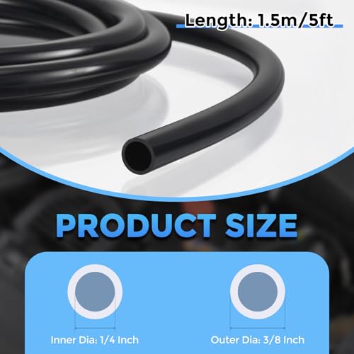 Silicone Tubing,1/4" ID x 3/8" OD Pure Silicon Tube High Temp Silicone Hose [for Home Brewing,Pump Transfer,Aquaponics]-5 ft Length/Black - color: Black, size: 1/4" ID x 3/8" OD x 5 ft