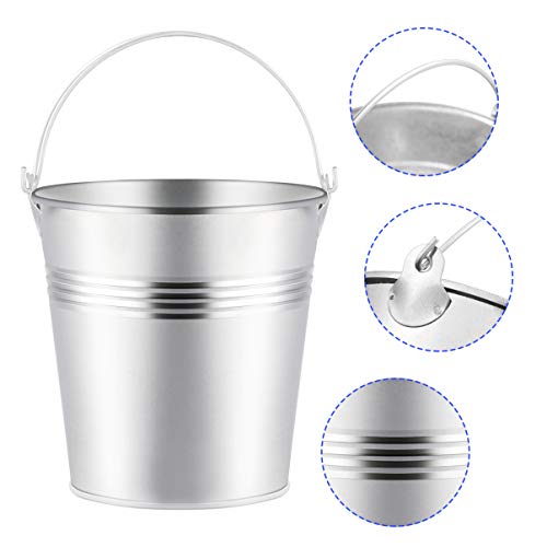 Toyvian Mini Metal Buckets with Handles, 4inch 12pcs Silver Tinplate Flower Pots for Classroom Small Treats Goodie Gift Bags Alternative for Kids Holiday Sandbox Toys