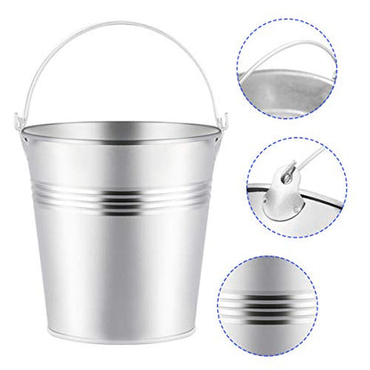 Toyvian Mini Metal Buckets with Handles, 4inch 12pcs Silver Tinplate Flower Pots for Classroom Small Treats Goodie Gift Bags Alternative for Kids Holiday Sandbox Toys