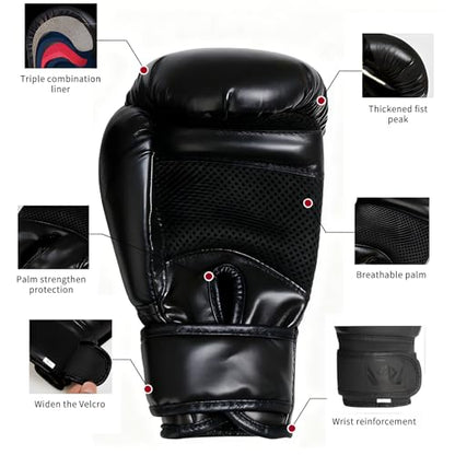 Kids Boxing Training Gloves, Sparring Boxing Gloves for Boys Girls - color: Black, size: 10 oz