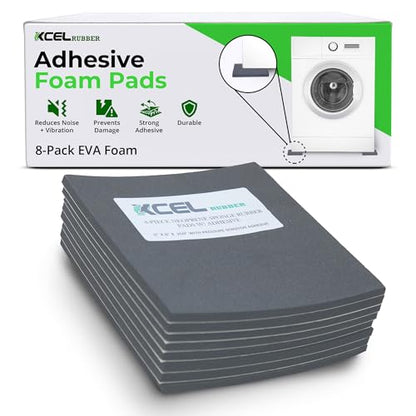 XCEL Set of 8 Gray Multi-Purpose Anti-Vibration Pads with Self Adhesive – Protection for Furniture & Appliances – Closed Cell Foam Rubber Pad, 6” x 6” x ¼” - color: Grey, size: 6" x 6" x 1/4"