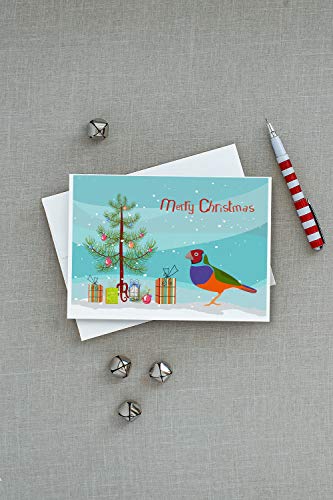 Caroline's Treasures CK4486GCA7P Amadina Merry Christmas Greeting Cards and Envelopes Pack of 8 Blank Cards with Envelopes Whimsical A7 Size 5x7 Blank Note Cards - style: Birds - Amadina