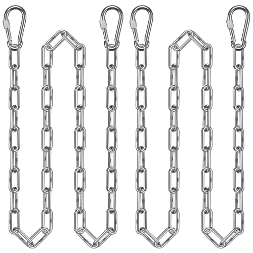 2Pcs 100" (8.3ft) Swing Chain with Hooks 304 Stainless Steel Hanging Chains - color: Silver, size: 100"