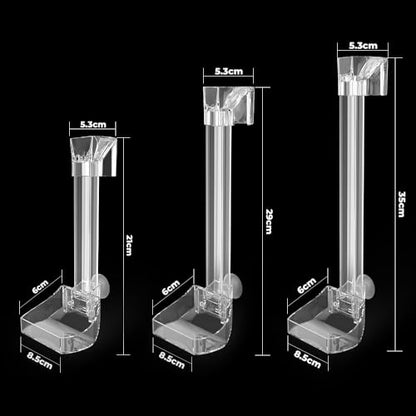 Aquarium Shrimp Feeding Tube and Dish with Brush, Clear Crystal Glass Fish Tank Shrimp Feeder Tube Tray, Adjustable Feeder Tube Fish Shrimp Tank Accessories Clear Acrylic (F-29-11.2‘’)