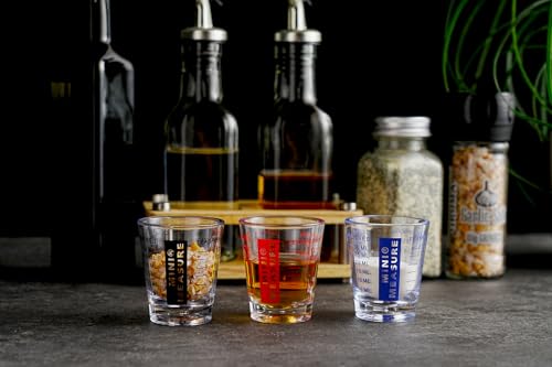 New Talent plastic Measuring cup Shot Glass set of 3pcs, Shot Glasses Measuring cup, 26-Incremental Measurement 1oz, 6 Tsp, 2 Tbs, 30ml
