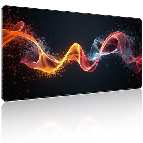 35.4 x 15.7 in, XXL Large Mouse Pad for Desk, Extended Keyboard Mouse Mat for Computer Office, Big Mouse pad with Stitched Edges, Gaming Pc-Abstract Lines on a Black - color: Abstract Lines on a Black