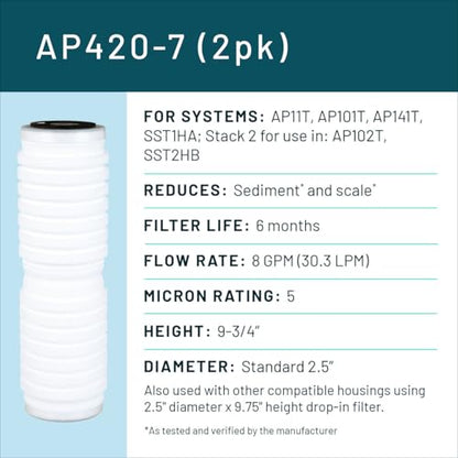 3M Aqua-Pure Whole House Standard Sump Replacement Water Filter Drop-in Cartridge AP420, 5560907 - style: AP420, 5 micron sediment and scale