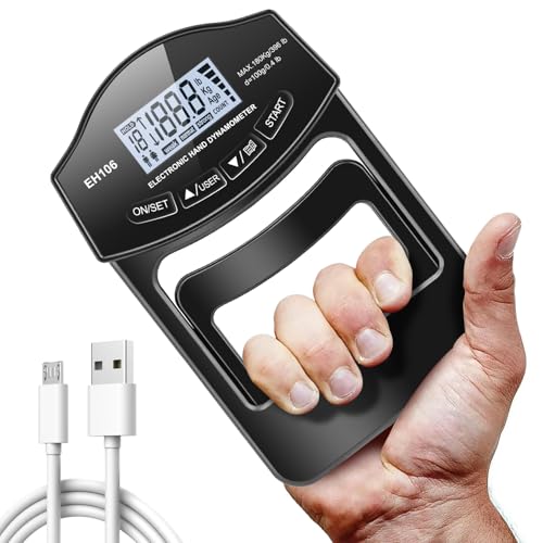 396lbs / 180kg Grip Strength Tester Trainer - Dynamometer Handgrip Measurer Meter with LCD Display, Handheld Strengthener Exerciser for Sports, School, and Home Use (396Lbs / 180Kgs)