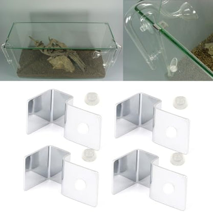 8 Pcs Stainless Steel Aquarium Glass Cover Clips Fish Tank Support Bracket with Plugs Universal Fit Hood Fastener(8mm) - size: 8mm