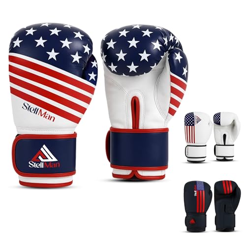 Boxing Gloves for Men & Women – Premium Synthetic Leather USA Flag Training Gloves for Boxing, Kickboxing, Muay Thai, MMA, Sparring & Heavy Bag Workout