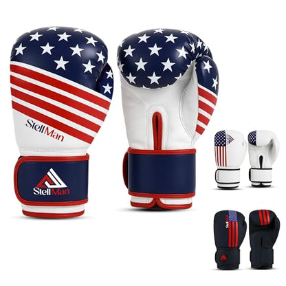 Boxing Gloves for Men & Women – Premium Synthetic Leather USA Flag Training Gloves for Boxing, Kickboxing, Muay Thai, MMA, Sparring & Heavy Bag Workout