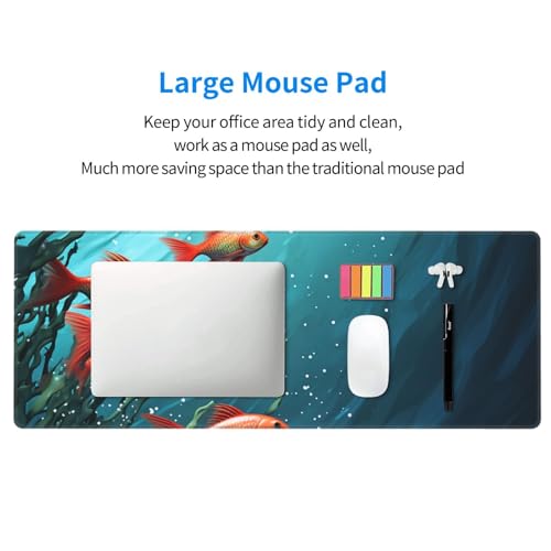 Large Mouse Pad, Desk Mat with Non-Slip Rubber Base, Waterproof Gaming Mousepad Computer Keyboard Mouse Mat Fish Aquarium Desk Pad for Home Office Gaming Work, 31.5''x11.8''