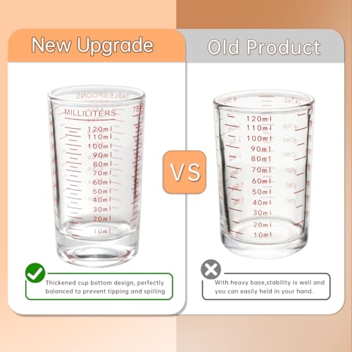 BCnmviku Measuring Cup Shot Glass 4 Ounce/120ML Liquid Heavy High Espresso Glass Cup Black Line (1, Red)