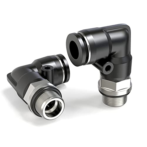 TAILONZ PNEUMATIC Male Elbow 4mm Tube OD x 1/4 Inch BSP 90 Push to Connect Fittings PL4-02 (Pack of 10) - size: 4mm OD 1/4''BSP