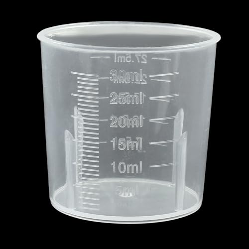 Waziaqoc 30ml/1.02oz Plastic Graduated Beaker (6 Pack), Transparent PP Measuring Cup Mixing Cup for Kitchen Lab - color: 6pcs, size: 30 ml