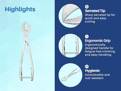 Coral Cutters 7.5" Crescent Style Heavy Duty Medical Grade Stainless Steel Fragging Tool for Reef & Marine Aquariums, Precision Coral Trimmer for SPS & LPS Corals