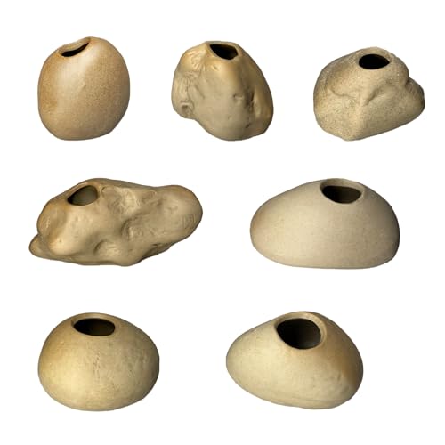 7 Pcs Ceramic Aquarium Plant Pots, Aquarium Plant Holder Cups, Aquatic Planters for Fish Tank Decorations and Live Plant Cultivation