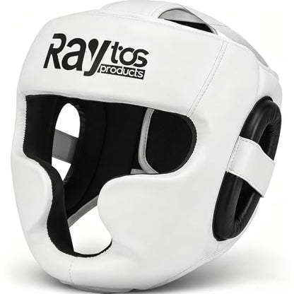 Boxing Headgear for MMA,Sparring,Muay Thai|Head Guards for Men Women | Adjustable,Lightweight,Breathable Protection,Open Face Head Gear,Fits 21-25 in,Kickboxing,Taekwondo,Karate Training Helmet - color: White
