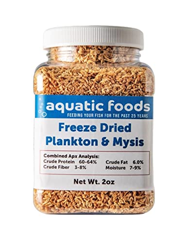 Plankton & Mysis Shrimp -Freeze Dried Floating Small Plankton/Mysis for Marines, Corals, Anemones, Koi & Pond Fish, Cichlids, All Tropical Fish…2oz Small Jar