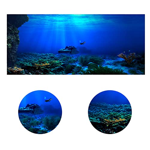 Aquarium Poster Vibrant SeaWorld Sticker, Underwater Landscape, PVC Material, Easy to Apply, Fits Most Aquarium Sizes with SelfAdhesive, Great (61*30cm) (61*41cm) (76*30cm) (76*46cm) (91*41cm)