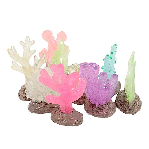 Lurrose 9Pcs Fish Tank Desktop Artificial Plant Coral Reef Accessories Mini Crafts Fish Decorations for Tank Fake Coral Decoration Reef Small Aquarium Delicate