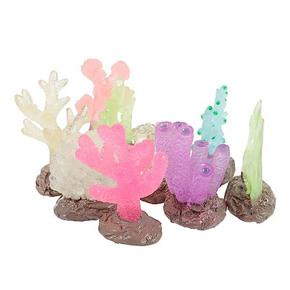 Lurrose 9Pcs Fish Tank Desktop Artificial Plant Coral Reef Accessories Mini Crafts Fish Decorations for Tank Fake Coral Decoration Reef Small Aquarium Delicate