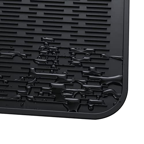 MicoYang Silicone Dish Drying Mat for Multiple Usage,Easy clean,Eco-friendly,Heat-resistant Silicone Mat for Kitchen Counter or Sink,Refrigerator or Drawer Liner Black 4XL 32 inches x 18 inches