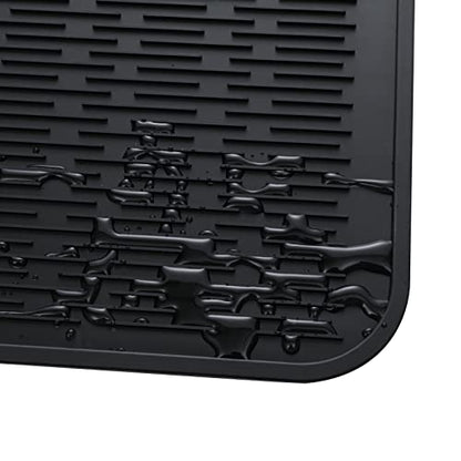 MicoYang Silicone Dish Drying Mat for Multiple Usage,Easy clean,Eco-friendly,Heat-resistant Silicone Mat for Kitchen Counter or Sink,Refrigerator or Drawer Liner Black 4XL 32 inches x 18 inches