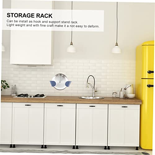 Alipis 5 Pair Blue Abs Frosted Kitchen Lid Holder Seamless Adhesive Pot Lid Storage Rack with Hook and Stand Function Non Deformable Multifunctional Organizer for Pots Trays and Kitchen