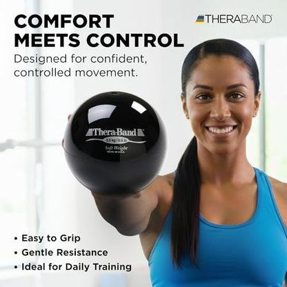THERABAND Soft Weight 6.6 Lb, 4.5" Ball-Shaped Isotonic Exercise Ball | Ball-shaped isotonic soft weight for physical therapy, Pilates, shoulder strength and rehab exercise - color: Black