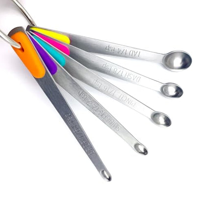 Measuring Spoons Set, Small Measuring Spoon 1/64, 1/32, 1/16, 1/8, 1/4 tsp, Mini Measuring Spoons, Stainless Steel Measuring Spoons, Set of 5