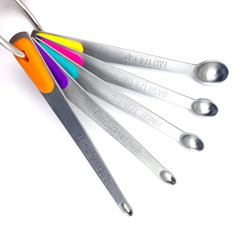 Measuring Spoons Set, Small Measuring Spoon 1/64, 1/32, 1/16, 1/8, 1/4 tsp, Mini Measuring Spoons, Stainless Steel Measuring Spoons, Set of 5