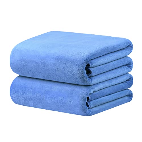 JML Extra Large Bath Sheets Towel, 2 Pack, 40" x 80", Microfiber, Blue - color: Microfiber Blue, size: 2 Pack (40 in x 80 in)