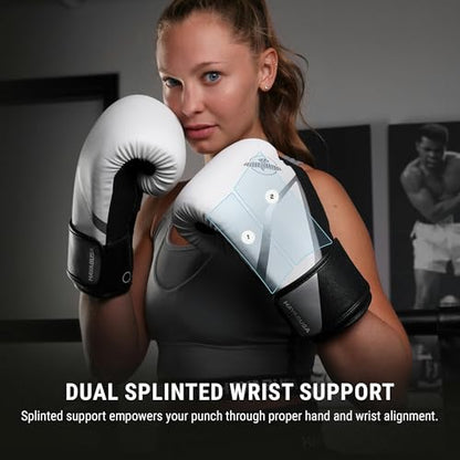 Hayabusa E1 Boxing Gloves for Men and Women - color: White/Silver, size: 12oz