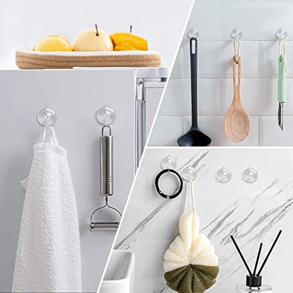 Hangerspace Suction Cup Hooks, 1.77 Inches Clear PVC Suction Cups with Metal Hooks Removable Small Suction Cups for Shower Bathroom Kitchen Wall Window Glass Door 12 Pack - size: Small