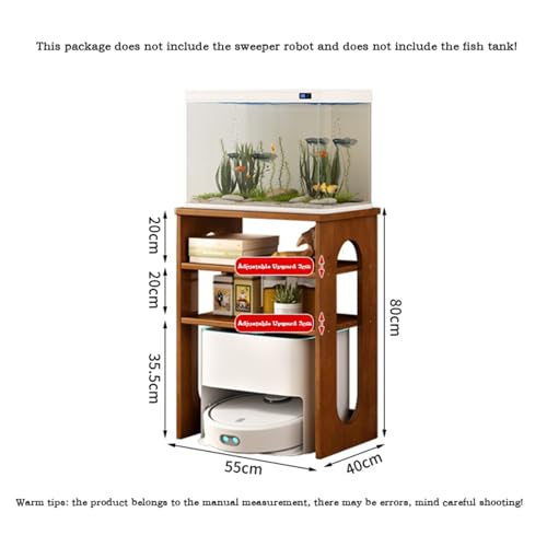 Sweeper Robot Storage Cabinet Solid Wood Sweeping Robot Organizer Shelf Shelf Living Room Fish Tank Shelf TV Cabinet Next to The Water Dispenser Storage Shelf Sweeper Organizer(Walnut)
